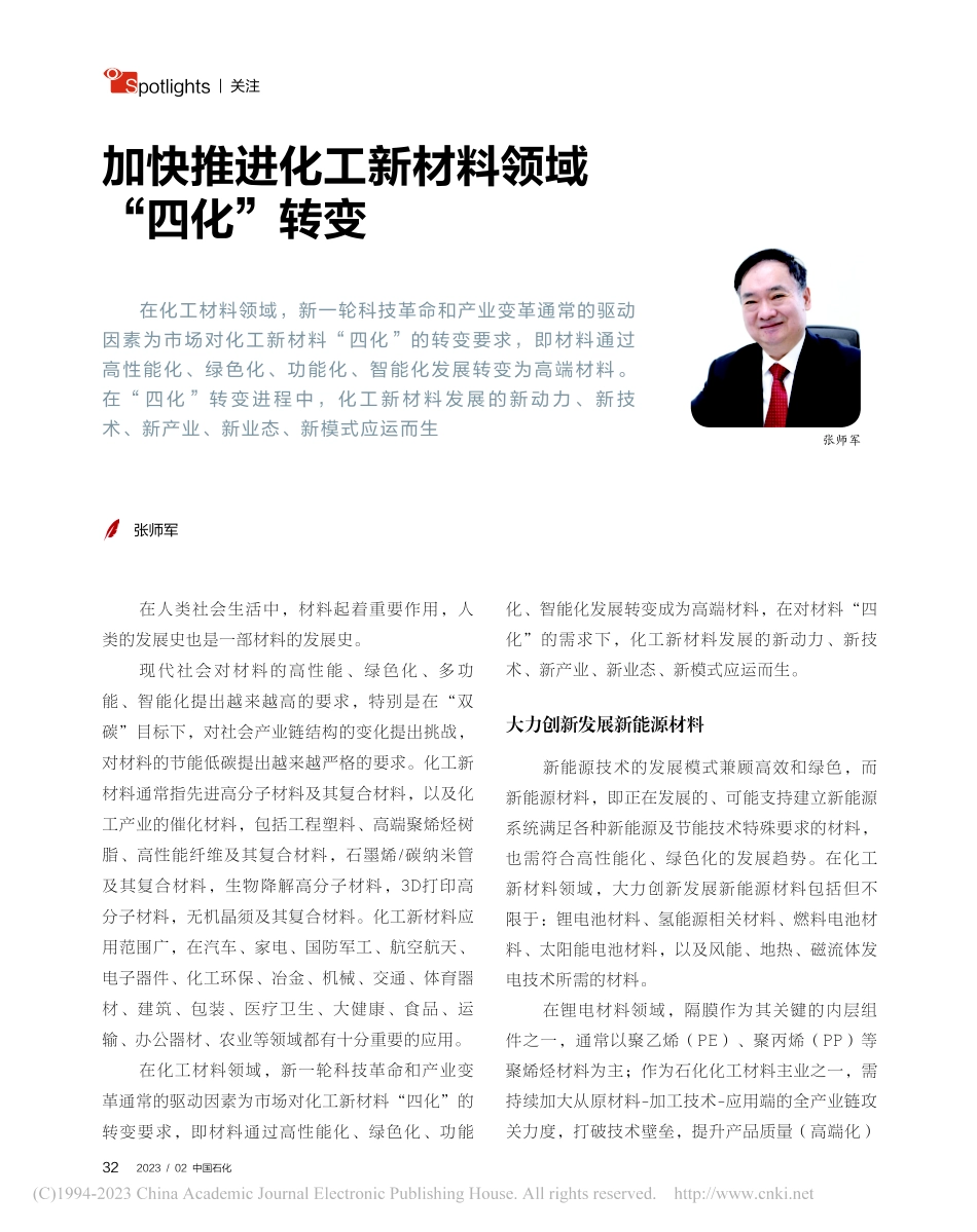 加快推进化工新材料领域“四化”转变_张师军.pdf_第1页