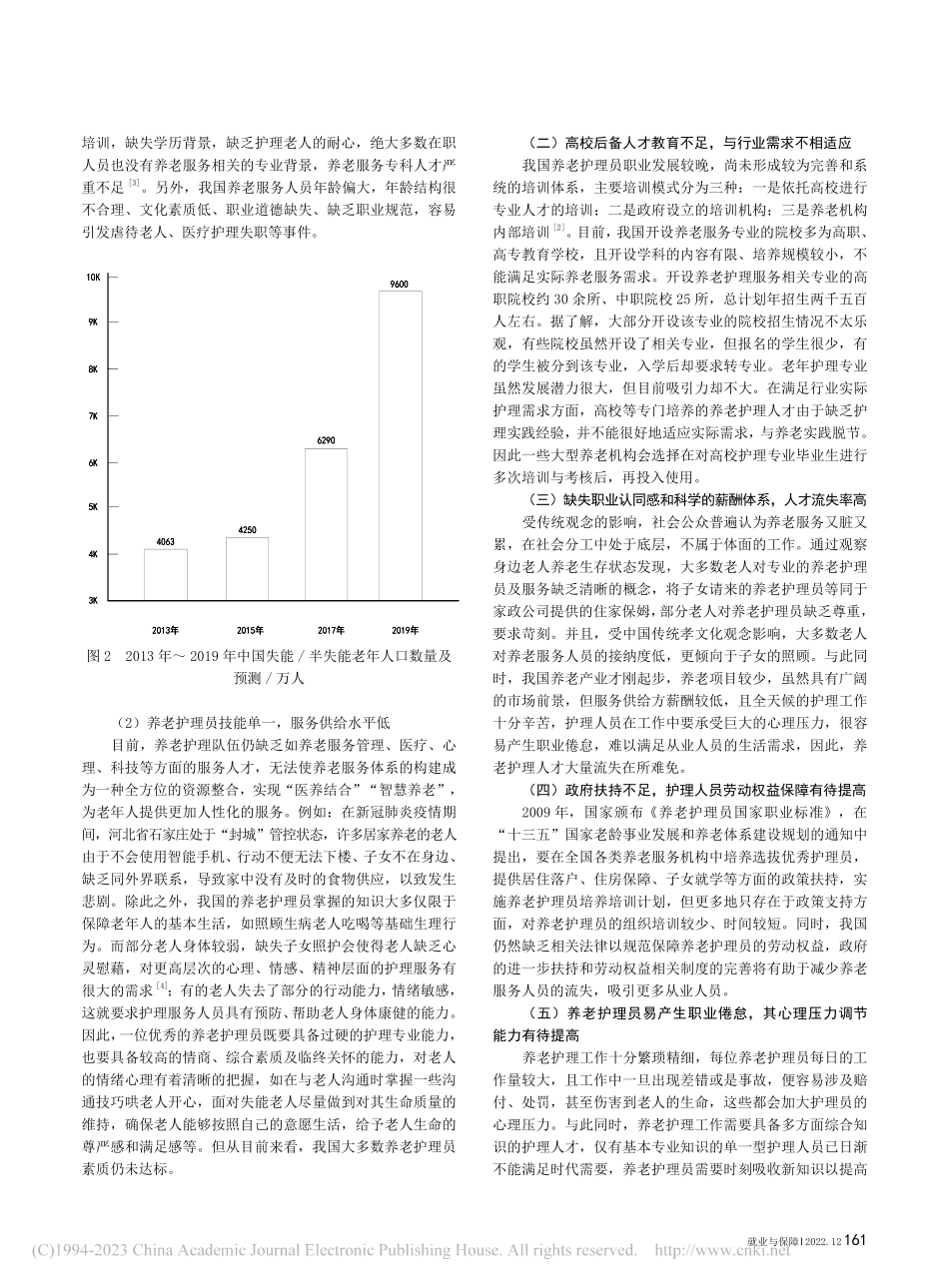 老龄化背景下我国养老护理人才困境分析_彭万鹏.pdf_第2页