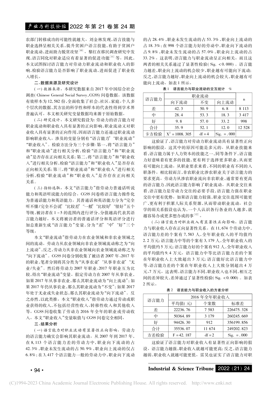 劳动力语言能力对职业流动和...基于CGSS数据的实证研究_韦冬梅.pdf_第2页