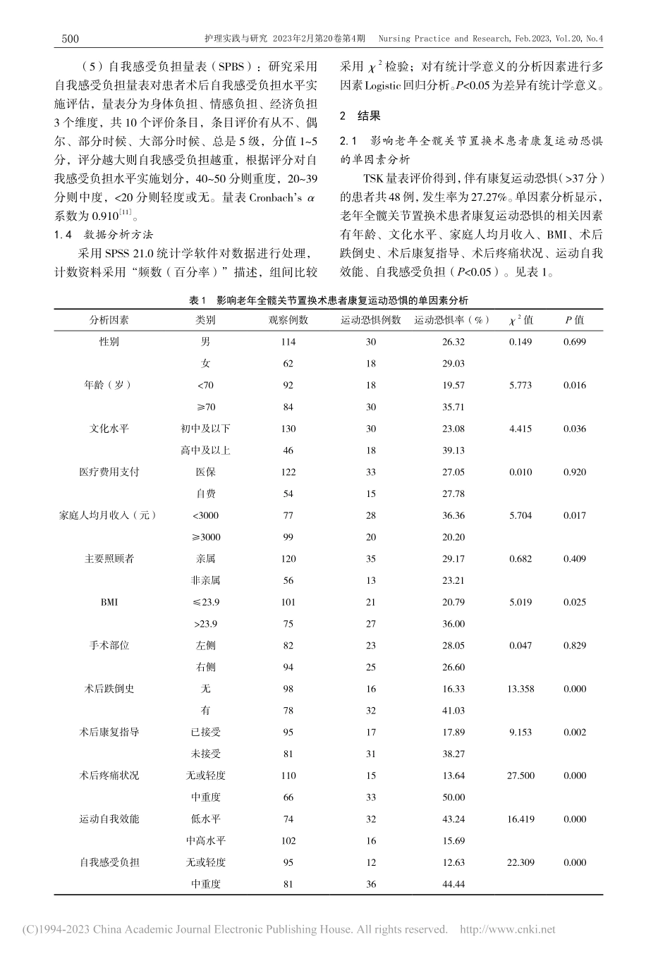 老年全髋关节置换术患者康复...恐惧的现况及其影响因素调查_杨娜.pdf_第3页