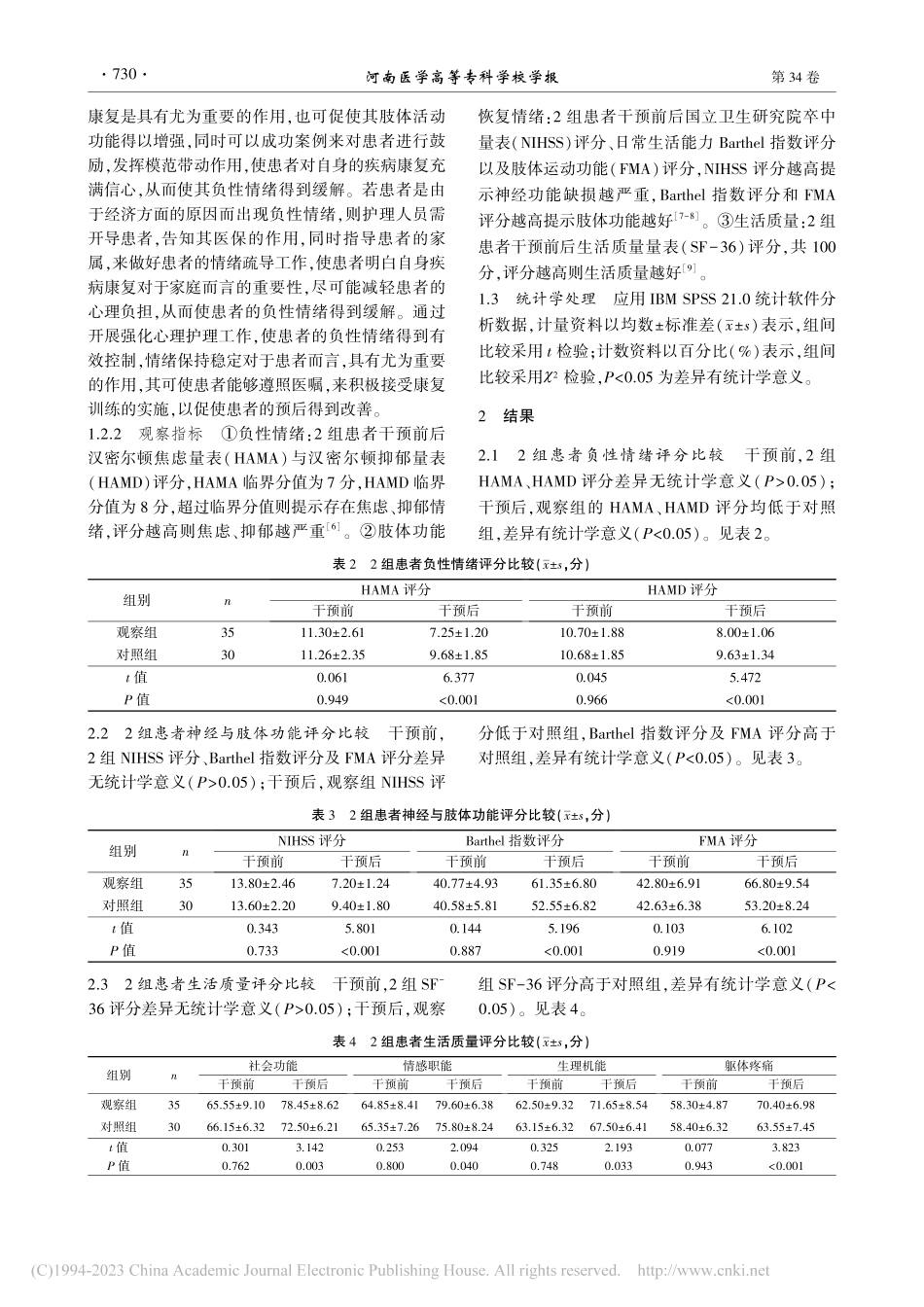 康复运动锻炼结合认知心理指导对脑梗死患者肢体的影响_李娟.pdf_第3页