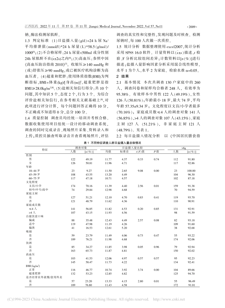 江西省横峰县居民盐摄入量及其影响因素分析_颜玮.pdf_第2页