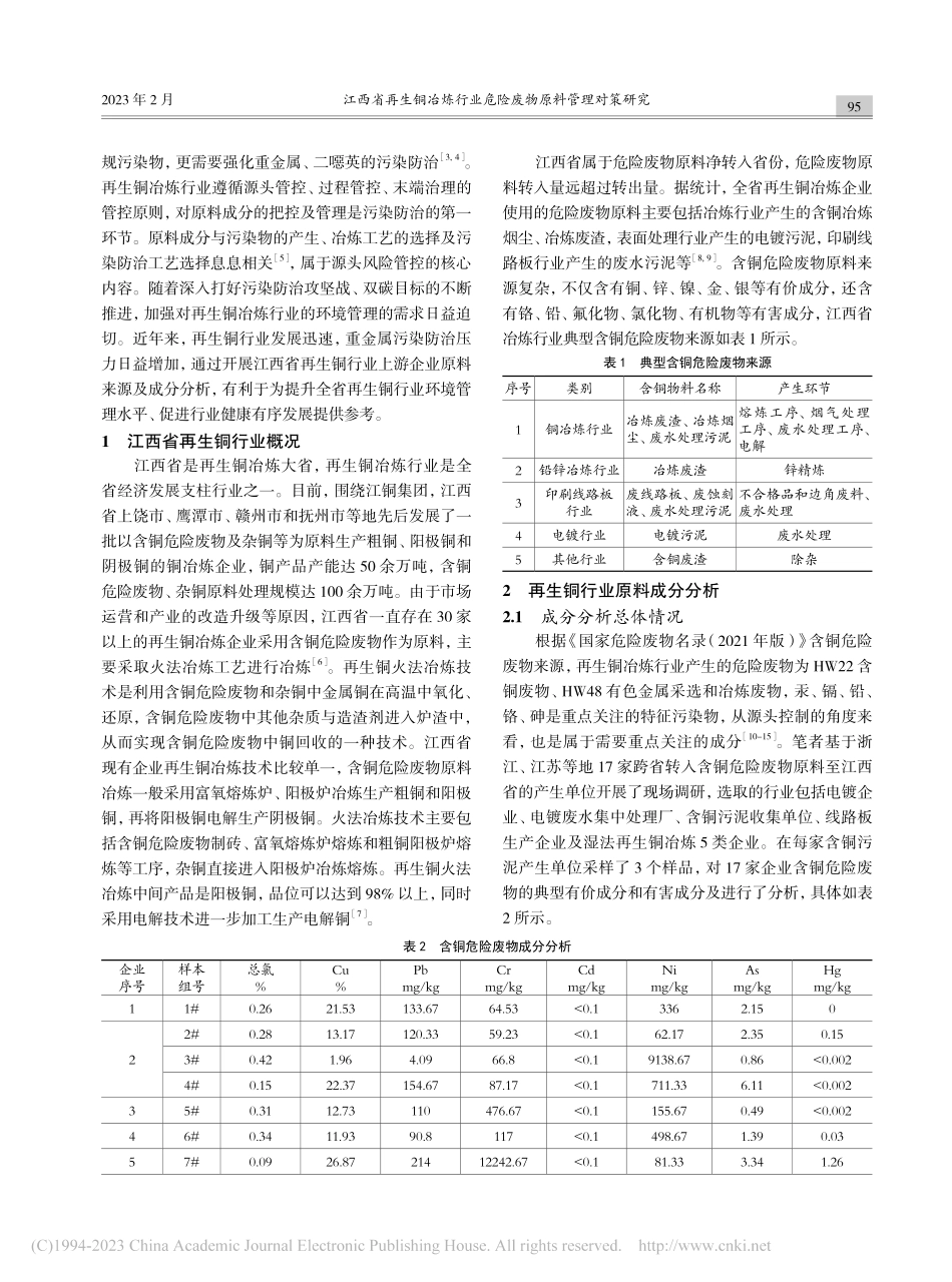 江西省再生铜冶炼行业危险废物原料管理对策研究_曾敏.pdf_第2页