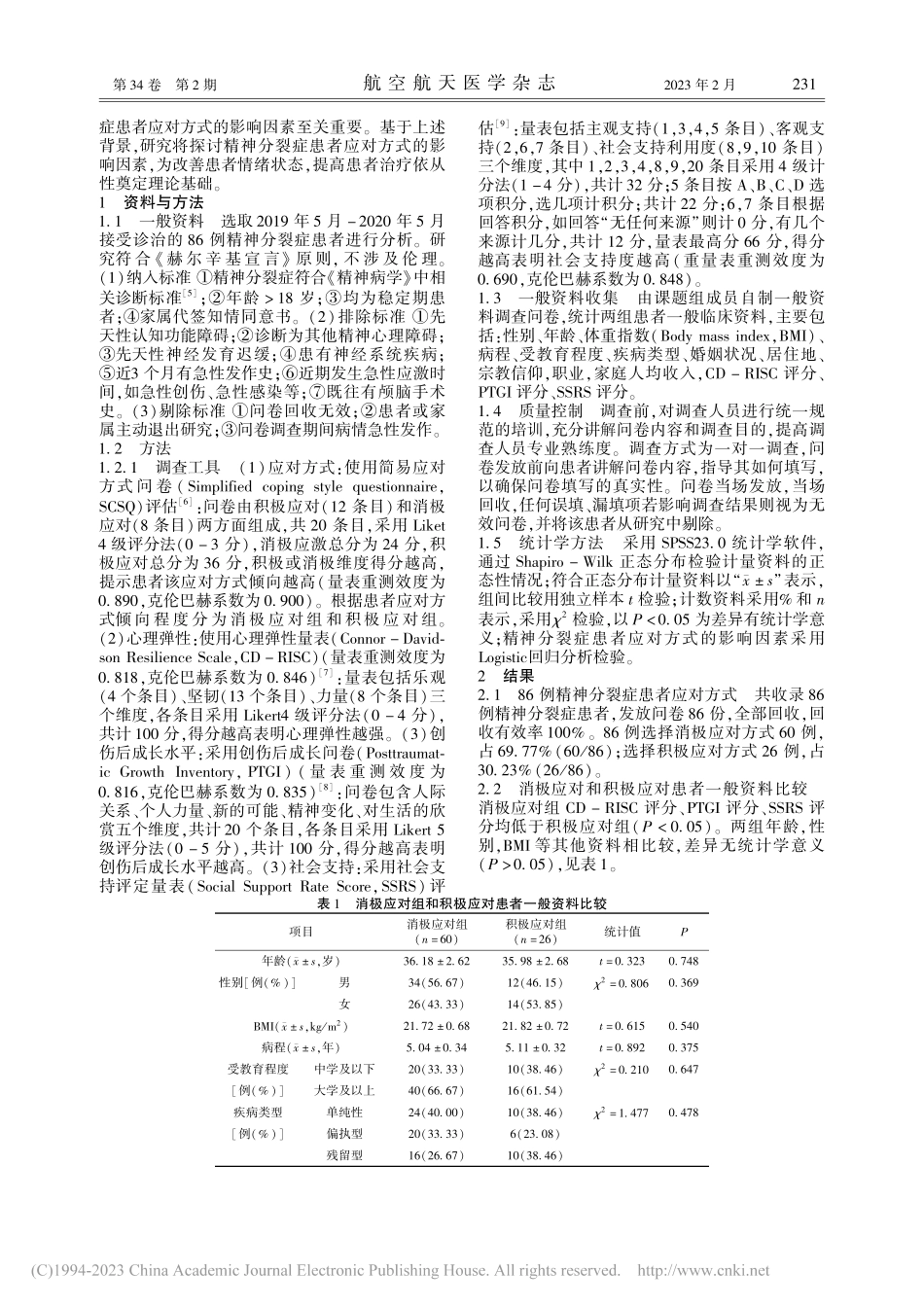 精神分裂症患者应对方式的多因素分析_刘春莉.pdf_第2页