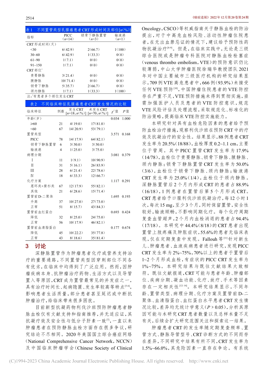 利伐沙班预防乳腺癌患者导管相关性血栓的临床研究_桑蝶.pdf_第3页