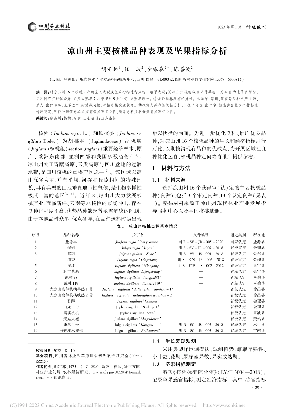凉山州主要核桃品种表现及坚果指标分析_胡定林.pdf_第1页