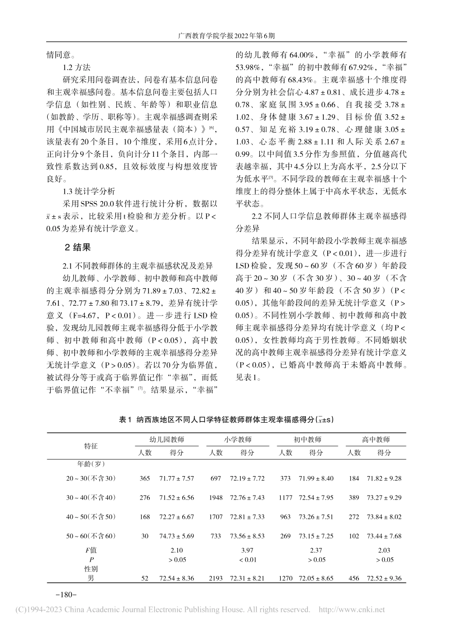 纳西族地区教师主观幸福感现状及影响因素研究_李昌庆.pdf_第2页