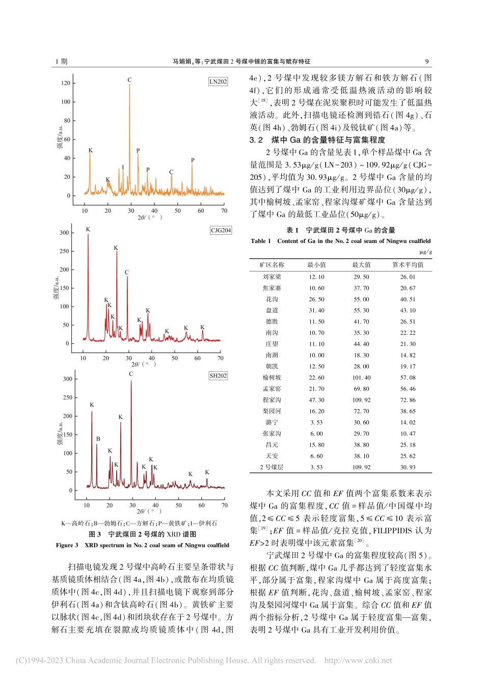 宁武煤田2号煤中镓的富集与赋存特征_马娟娟.pdf_第3页