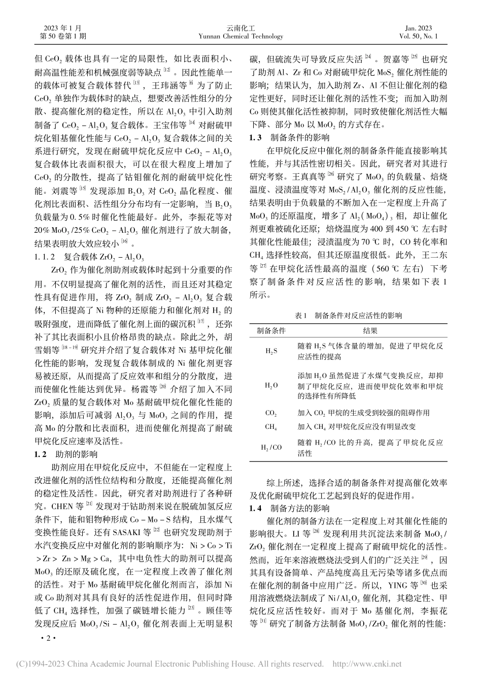 耐硫甲烷化的研究进展_郭蒙.pdf_第2页