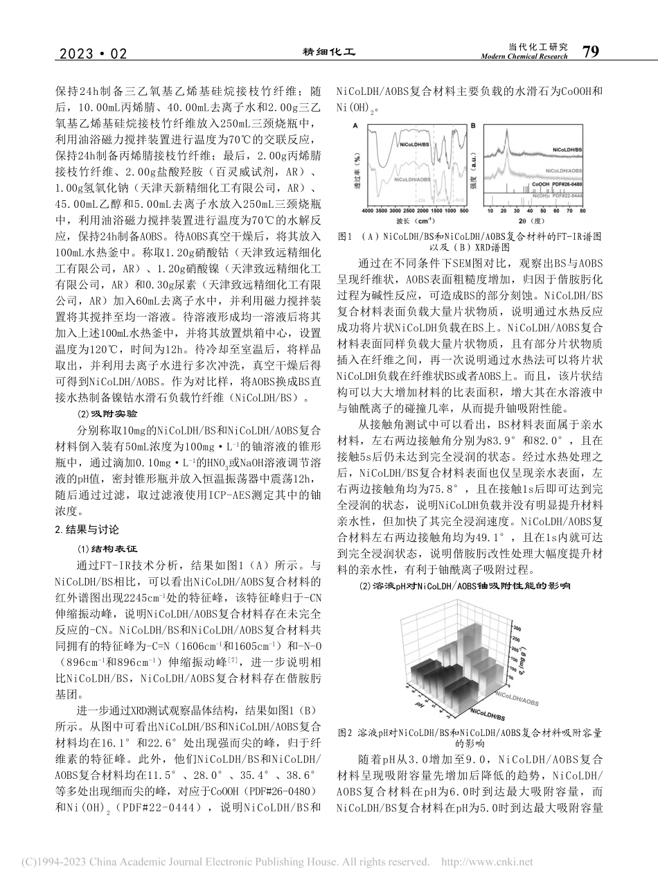 镍钴水滑石负载偕胺肟化竹纤维在铀吸附中的应用研究_郝武民.pdf_第2页