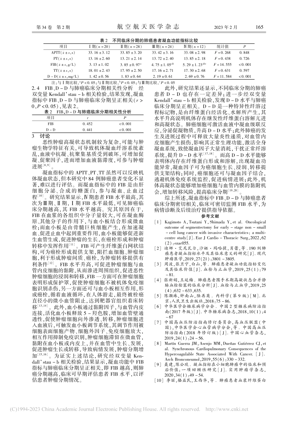 凝血四项指标与肺癌患者临床分期的相关性_石磊.pdf_第3页