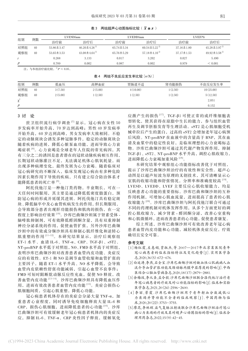 沙库巴曲缬沙坦对老年冠心病患者的治疗效果_袁河新.pdf_第3页