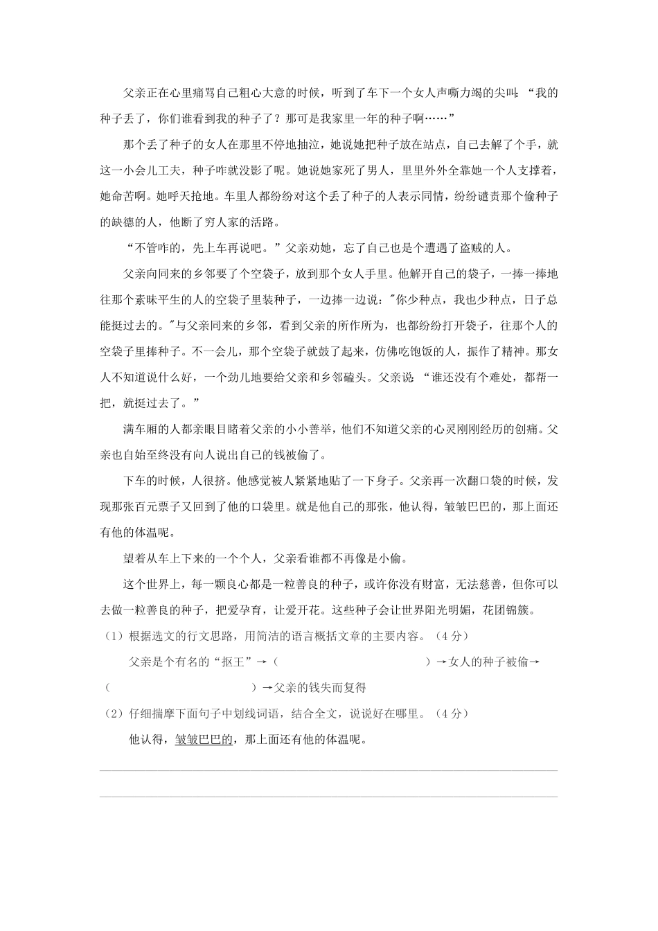 2017年广西南宁市三美中学招生考试语文试卷.pdf_第2页