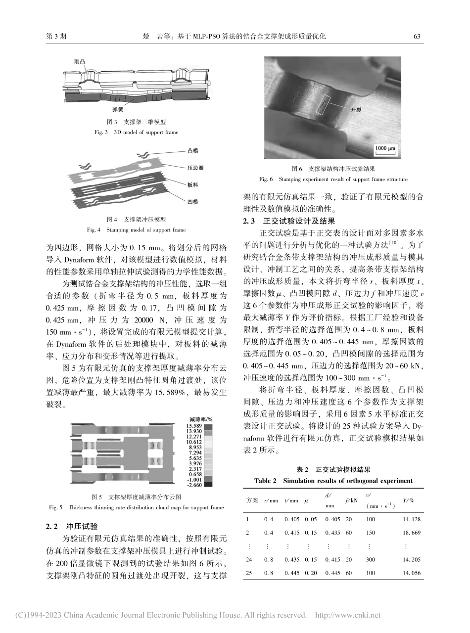 基于MLP-PSO算法的锆合金支撑架成形质量优化_楚岩.pdf_第3页