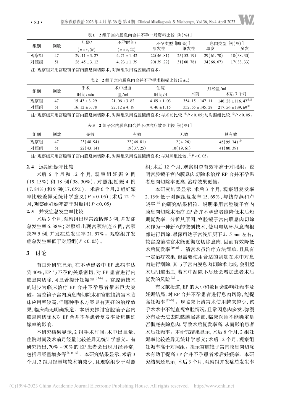 宫腔镜子宫内膜息肉切除术对...者复发率及远期妊娠率的影响_马春晶.pdf_第3页