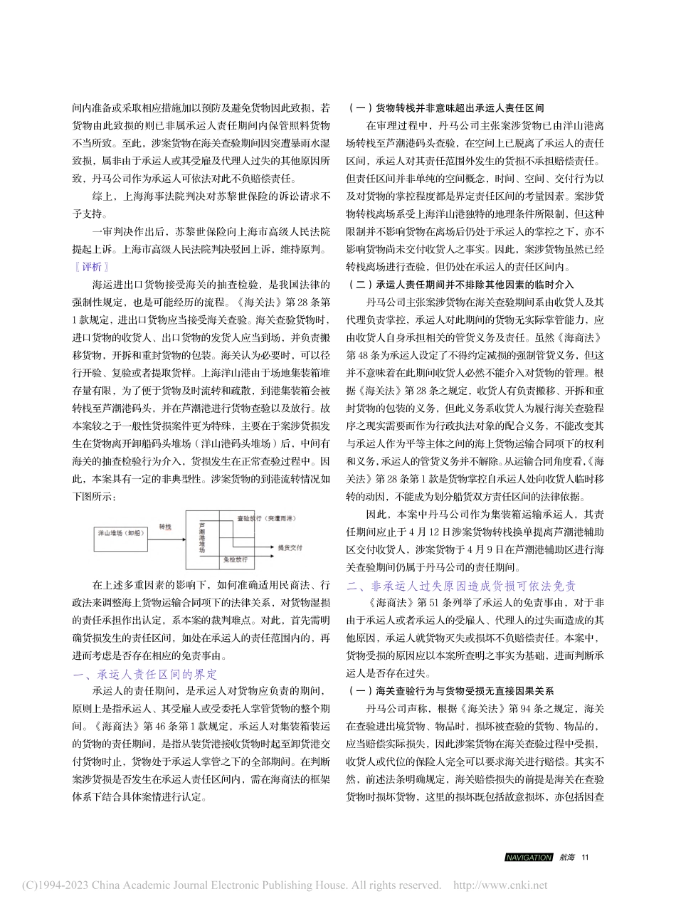 海关查验期间的货损责任认定...D）海上货物运输合同纠纷案_朱杰.pdf_第2页