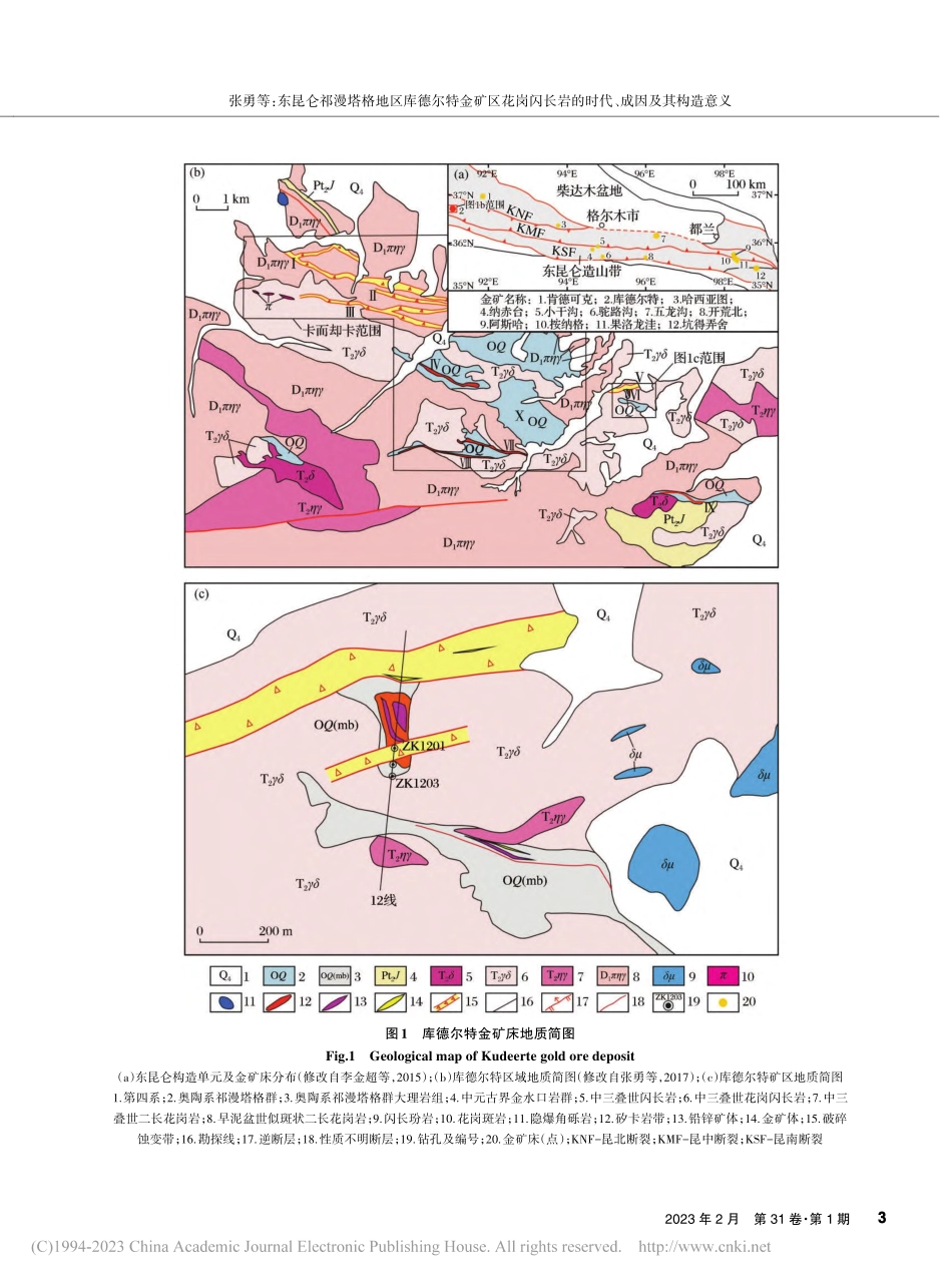 东昆仑祁漫塔格地区库德尔特...岩的时代、成因及其构造意义_张勇.pdf_第3页