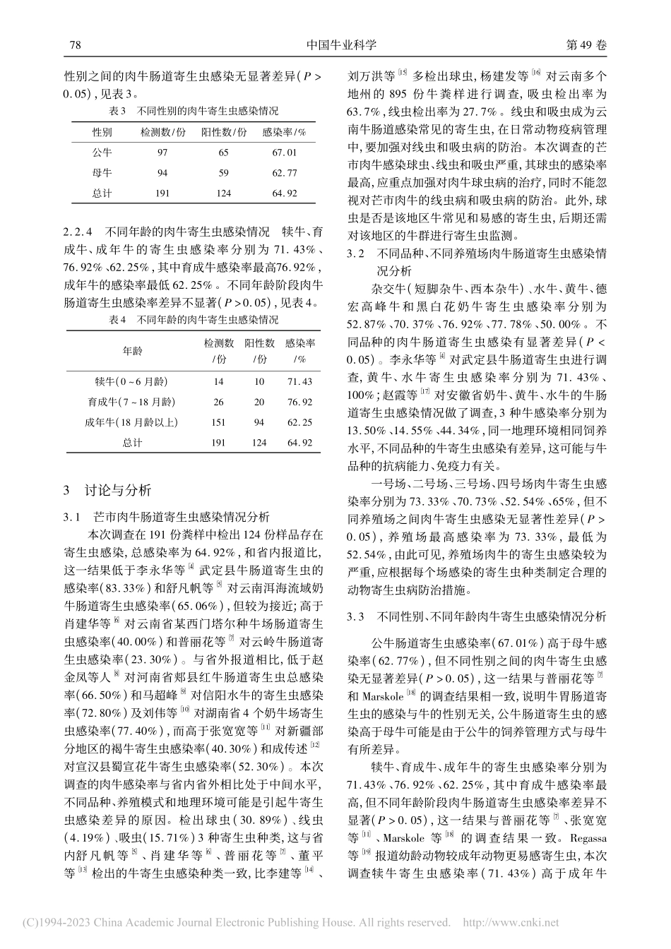 德宏州芒市肉牛肠道寄生虫的感染情况调查_徐翠蓉.pdf_第3页