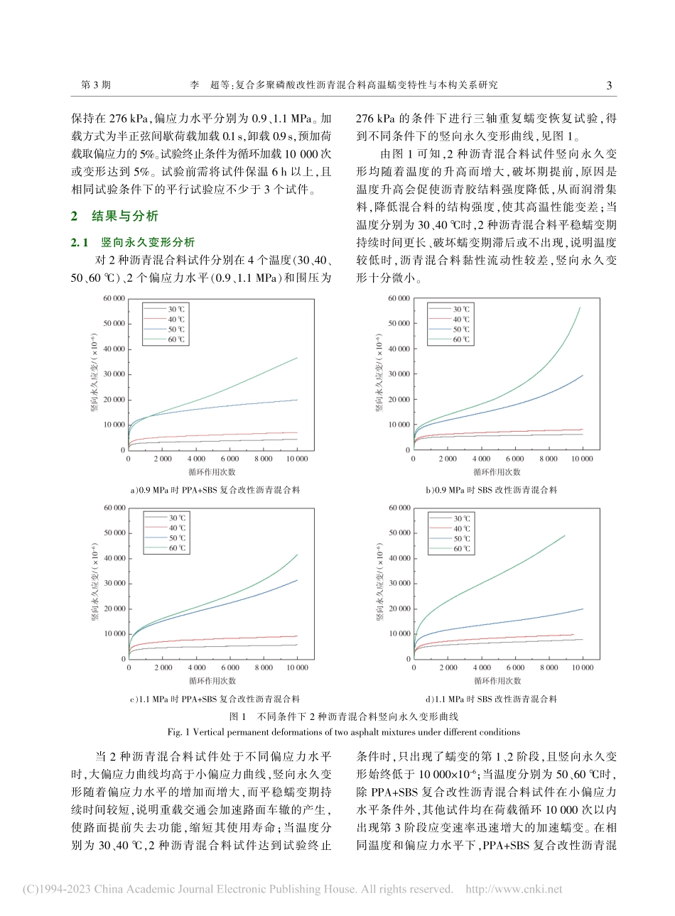 复合多聚磷酸改性沥青混合料高温蠕变特性与本构关系研究_李超.pdf_第3页