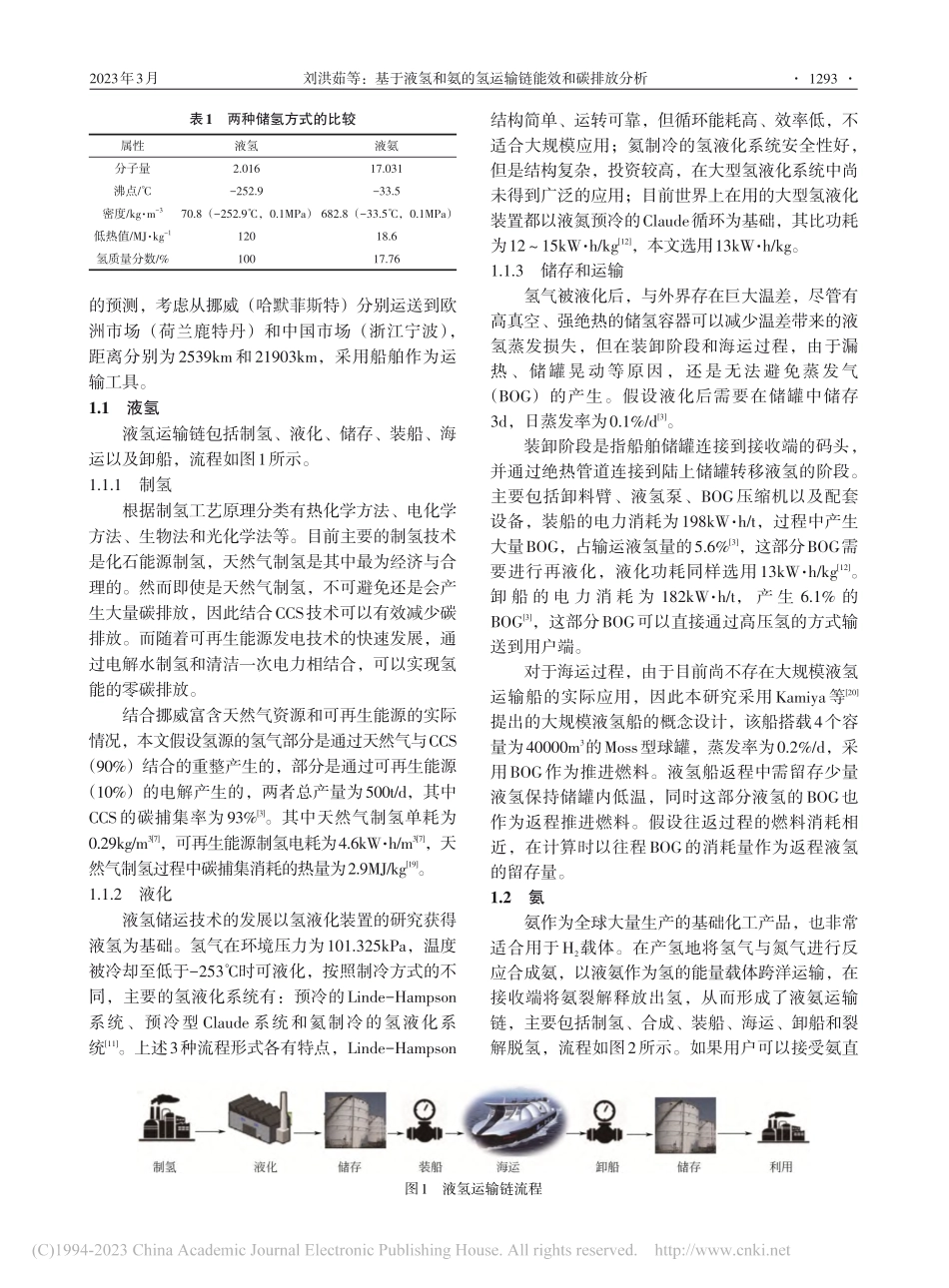 基于液氢和氨的氢运输链能效和碳排放分析_刘洪茹.pdf_第3页