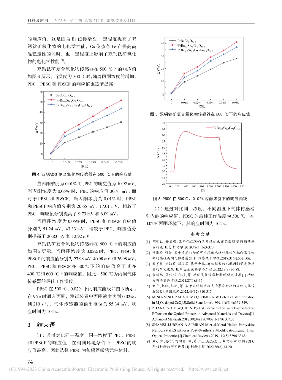 基于双钙钛矿复合材料敏感电极的丙酮传感器的研究_苏海林.pdf_第3页