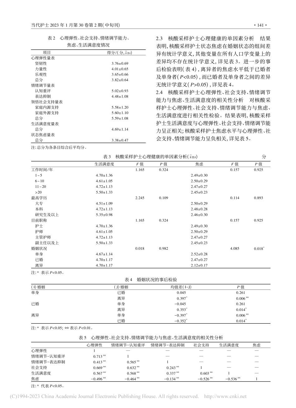 基于双因素模型的核酸采样护士心理健康状况的研究_刘芳.pdf_第3页