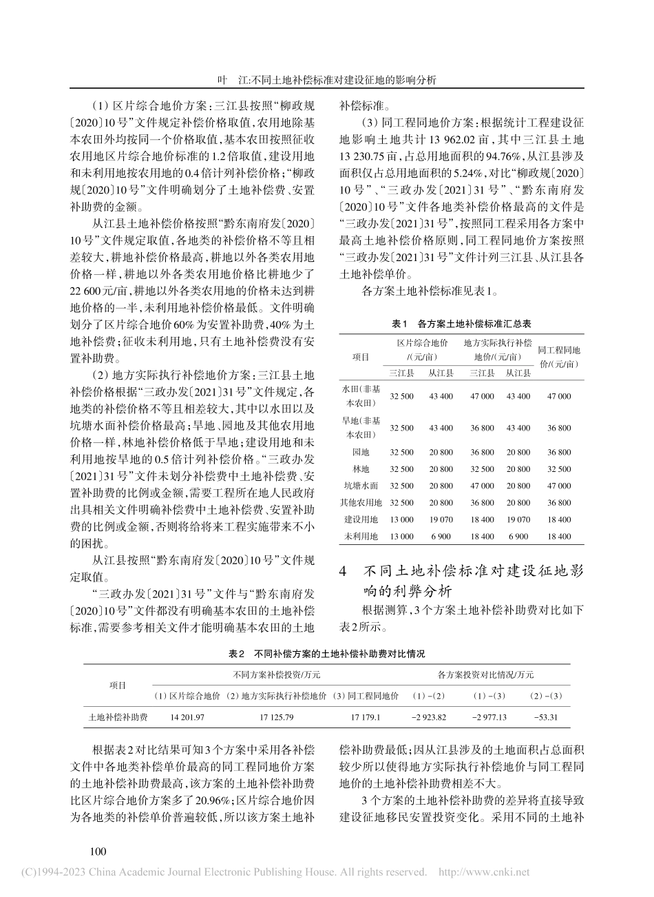 不同土地补偿标准对建设征地的影响分析_叶江.pdf_第2页
