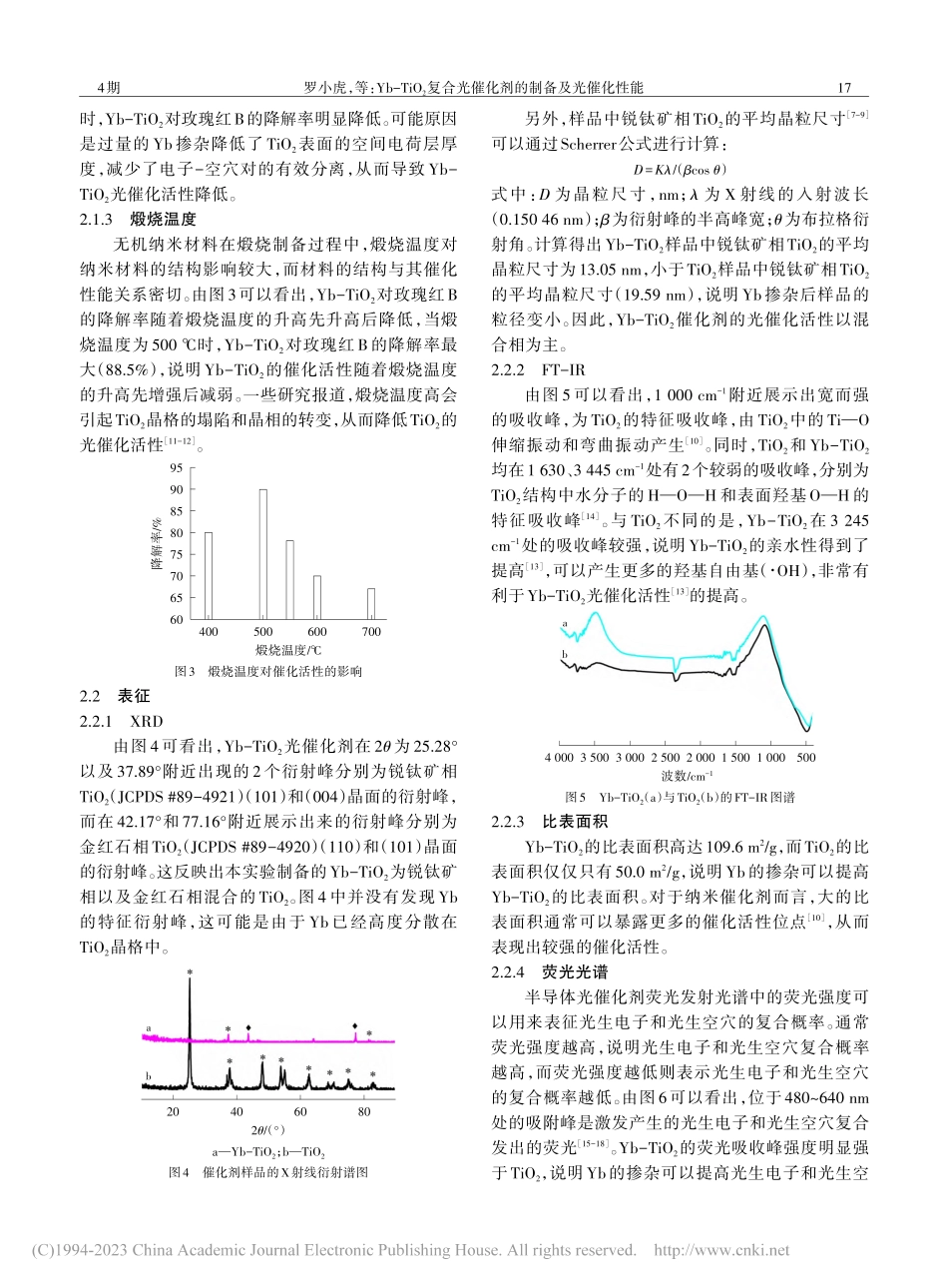 Yb-TiO_2复合光催化剂的制备及光催化性能_罗小虎.pdf_第3页