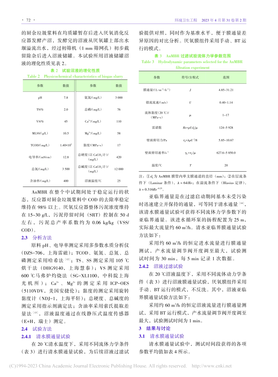 错流流速对厨余垃圾厌氧膜生物反应器通量的影响研究_吴健.pdf_第3页