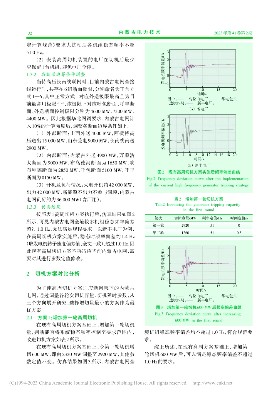 策略参数对内蒙古电网高周切机方案影响研究_雷轲.pdf_第3页