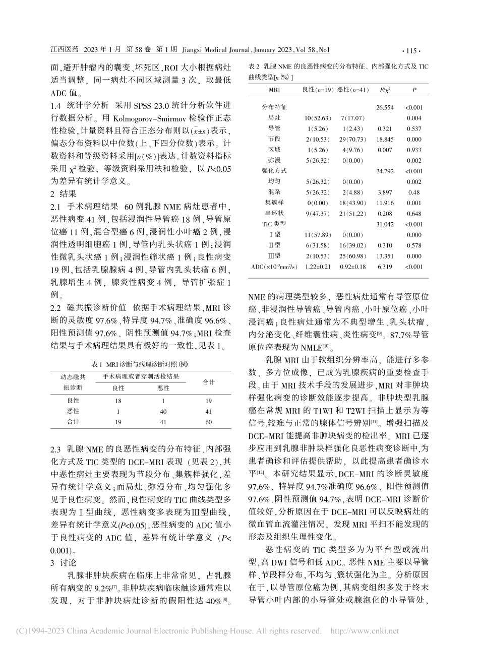 磁共振对乳腺非肿块样强化良恶性病变鉴别诊断价值_徐新红.pdf_第2页