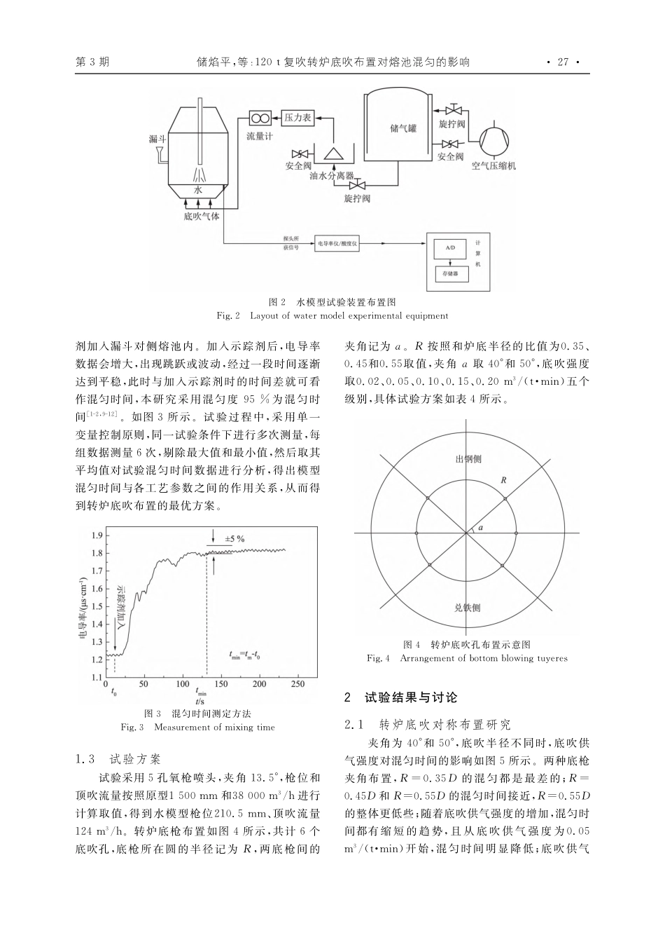120t复吹转炉底吹布置对熔池混匀的影响_储焰平.pdf_第3页