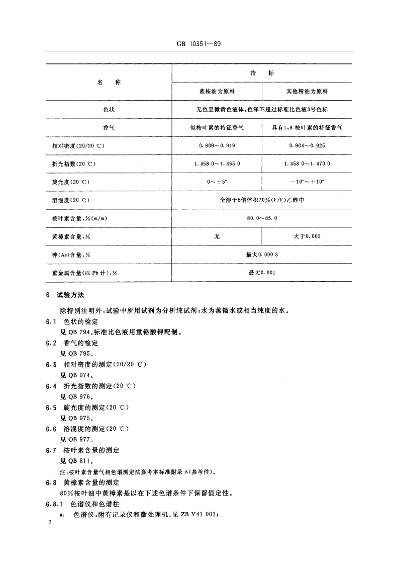 食品添加剂 桉叶素含量80的桉叶油 GB 10351-1989.pdf_第3页