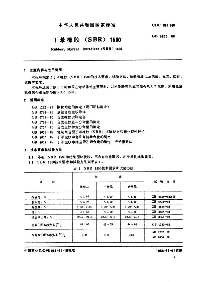 丁苯橡胶 (SBR) 1500 GB 8655-1988.pdf_第3页