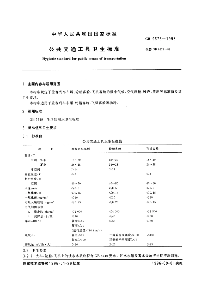 公共交通工具卫生标准 GB 9673-1996.pdf_第3页