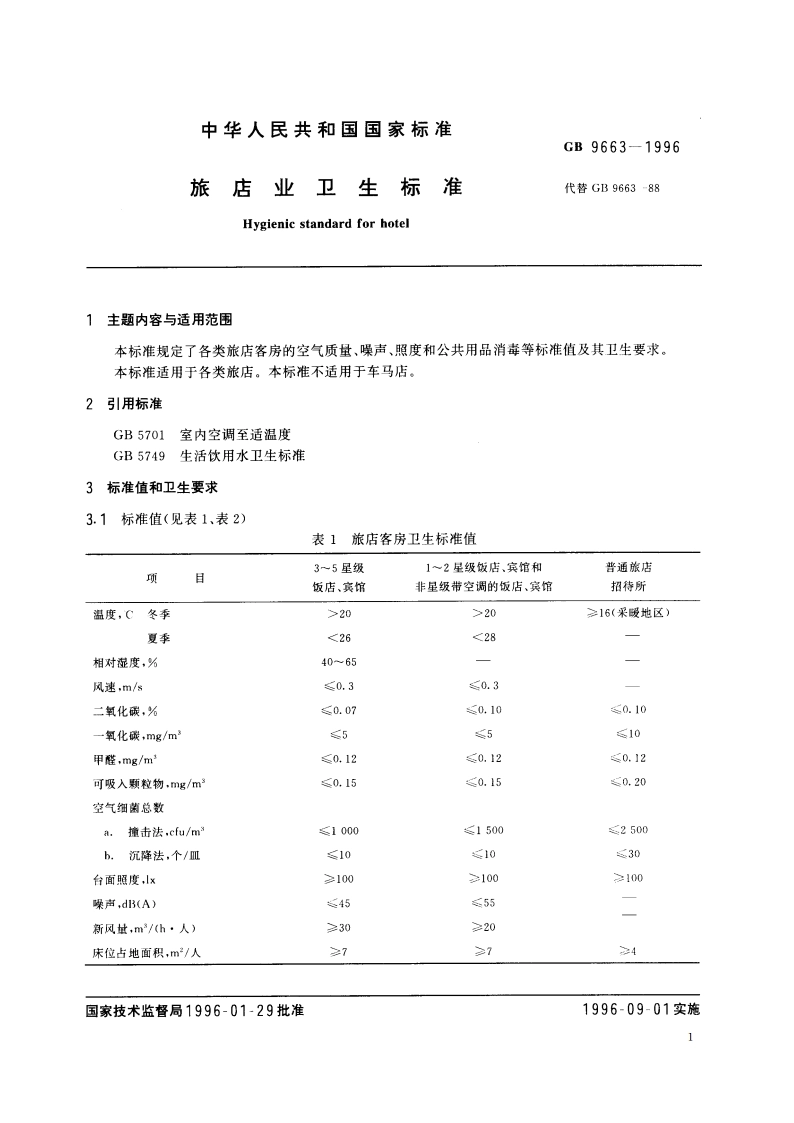 旅店业卫生标准 GB 9663-1996.pdf_第2页