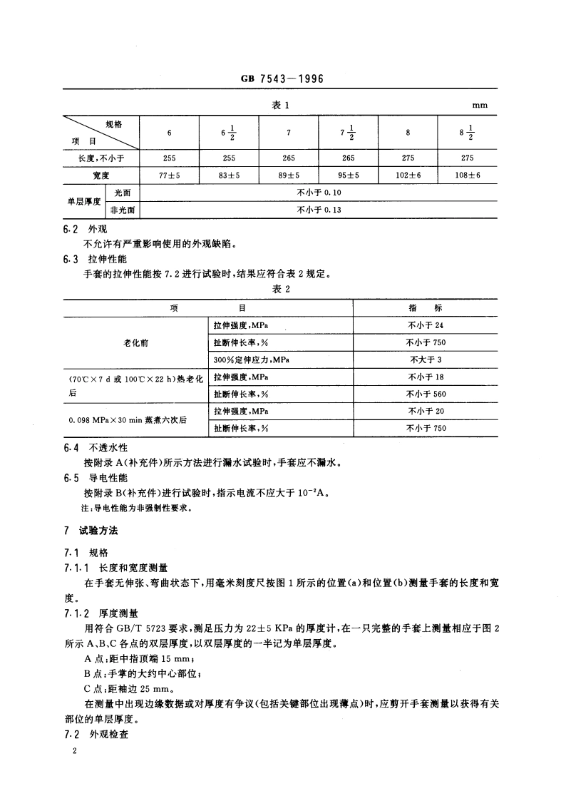橡胶医用手套 GB 7543-1996.pdf_第3页