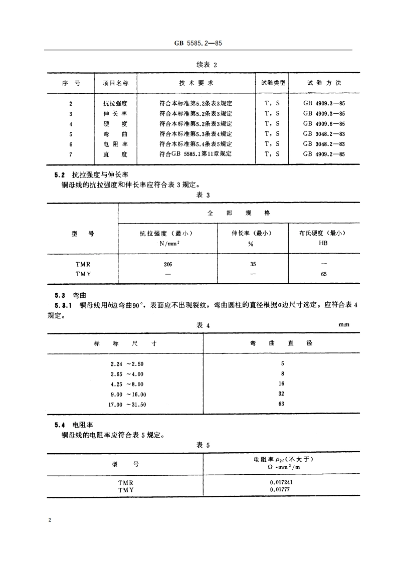 电工用铜、铝及其合金母线 第2 部分：铜母线 GB 5585.2-1985.pdf_第3页