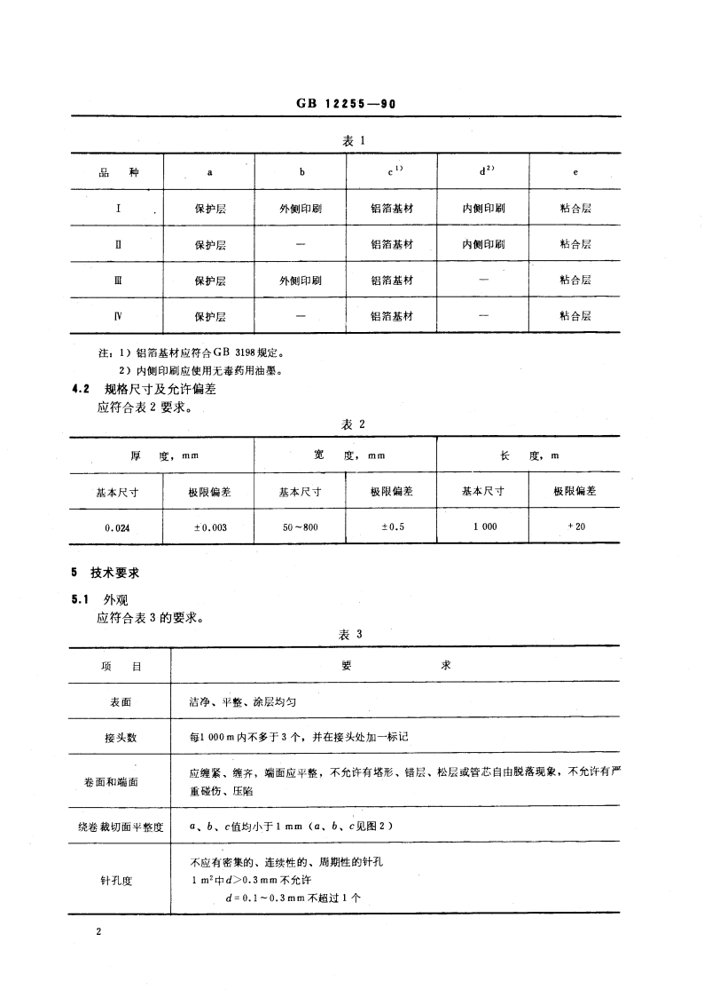 药品包装用铝箔 GB 12255-1990.pdf_第3页