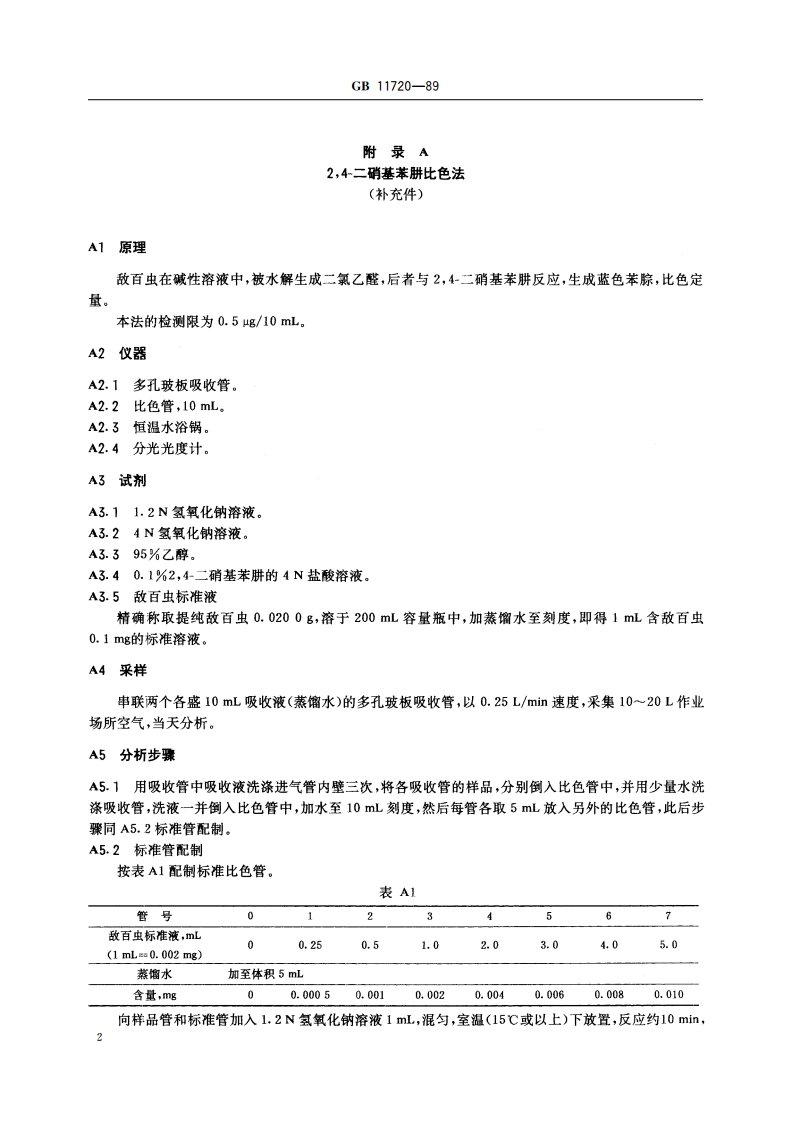 车间空气中敌百虫卫生标准 GB 11720-1989.pdf_第3页