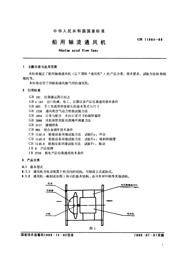 船用轴流通风机 GBT 11864-1989.pdf_第2页