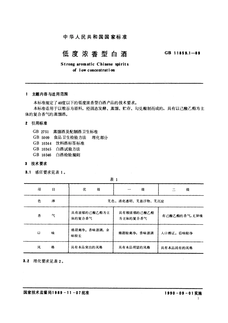 低度浓香型白酒 GBT 11859.1-1989.pdf_第2页