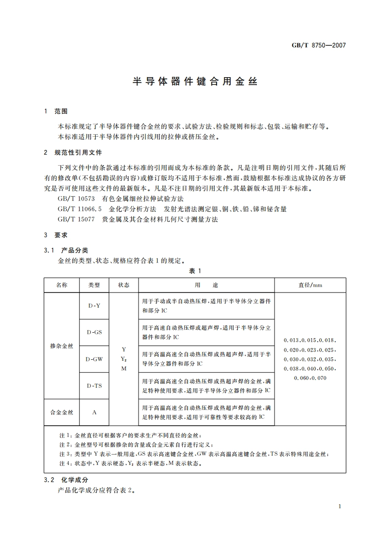 半导体器件键合用金丝 GBT 8750-2007.pdf_第3页