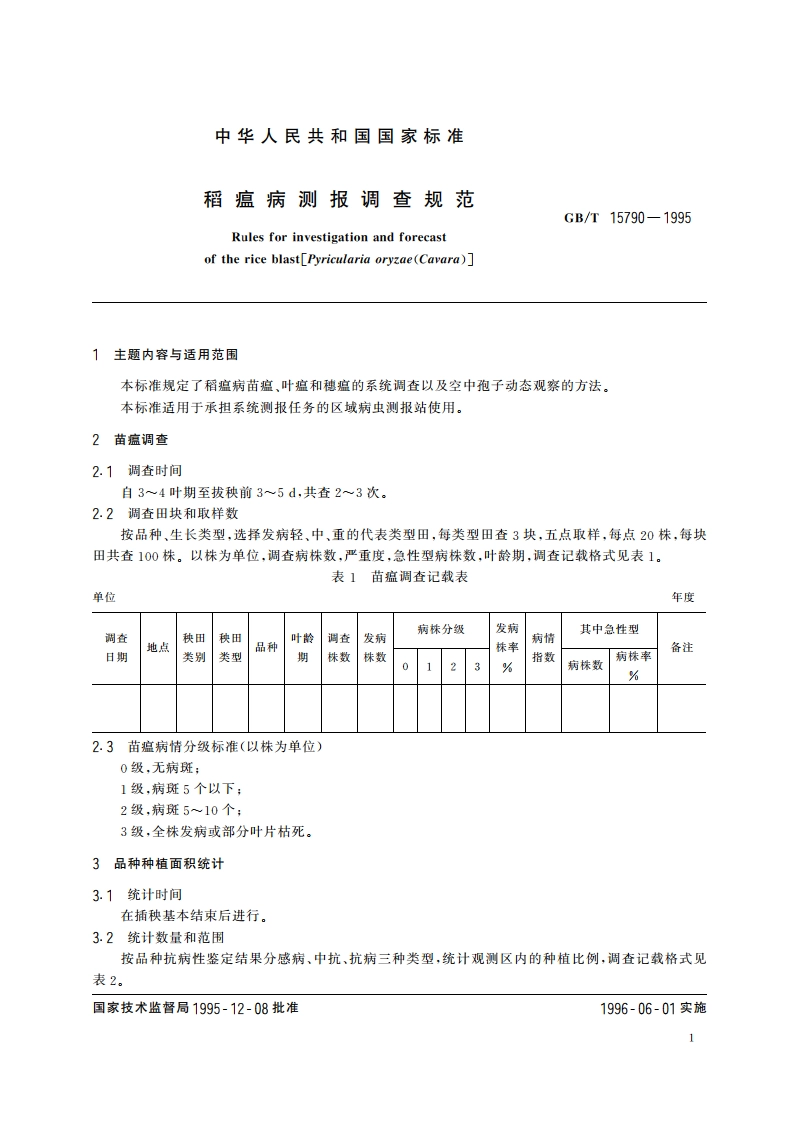 稻瘟病测报调查规范 GBT 15790-1995.pdf_第3页