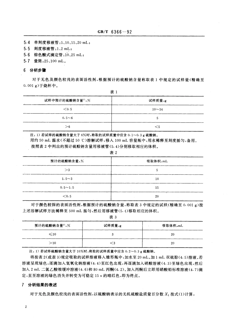 表面活性剂 无机硫酸盐含量的测定 滴定法 GBT 6366-1992.pdf_第3页