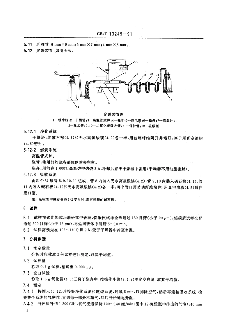 含碳耐火材料化学分析方法 燃烧重量法测定总碳量 GBT 13245-1991.pdf_第3页