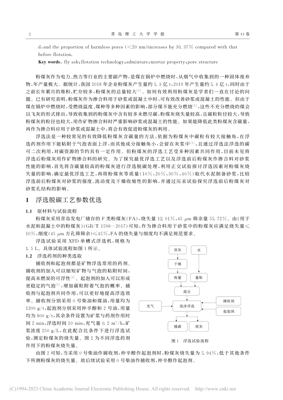 浮选脱碳粉煤灰砂浆性能试验研究_毕雯惠.pdf_第2页