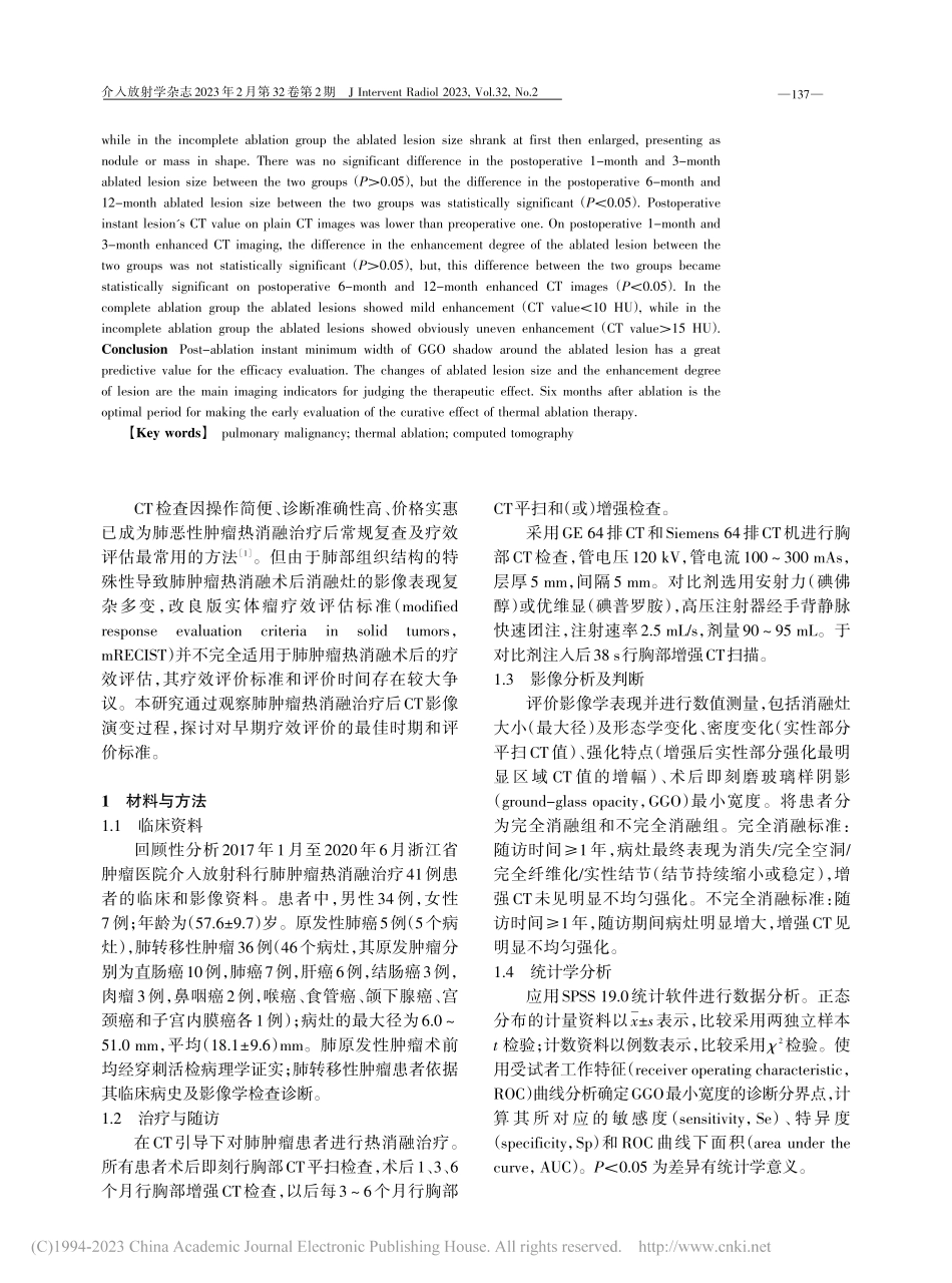 肺肿瘤热消融治疗的CT影像演变与疗效评价_杨虹.pdf_第2页