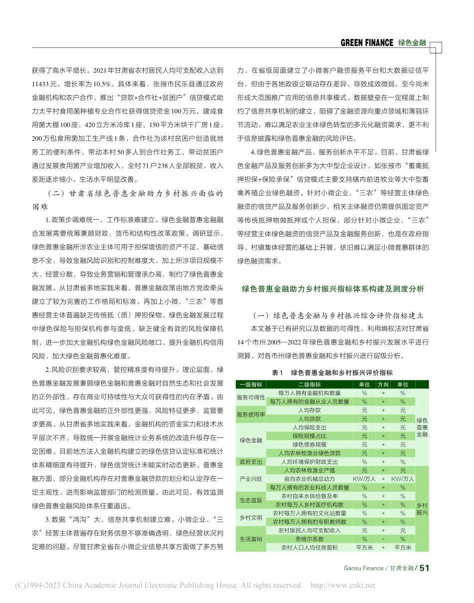 甘肃省绿色普惠金融助力乡村振兴实践及测度分析_李旭功.pdf_第3页