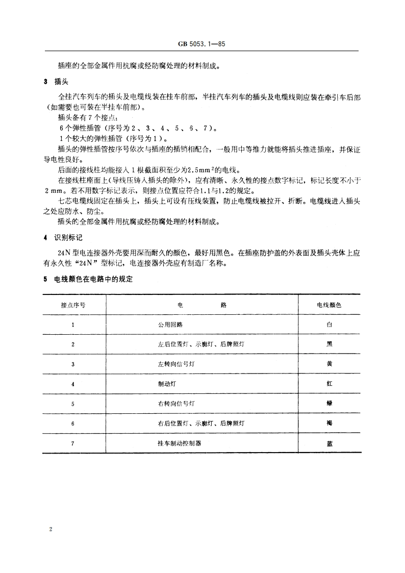 汽车与挂车之间 24N 型电连接器 GBT 5053.1-1985.pdf_第3页